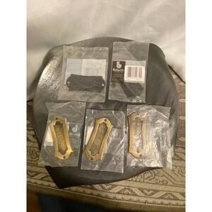 Set of 5 Belwith brand Drawer Pull Back Plates Decorative Brass 3 3/8 in  NEW